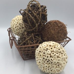 Metal Basket and Decorative Balls